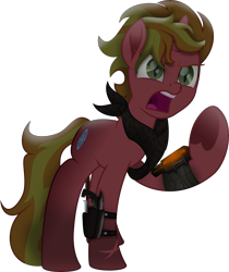 Size: 6342x7543 | Tagged: safe, artist:php178, oc, oc only, oc:fire brander, pony, unicorn, fallout equestria, my little pony: the movie, .svg available, absurd resolution, angry, bandana, clothes, colored pupils, cute, cute little fangs, fangs, full body, gun, handgun, heart, highlights, holster, hoof heart, hooves, horn, inkscape, logo, looking at you, lore in description, madorable, male, mane, movie accurate, open mouth, owner, pipbuck, pipbuck 3000, pistol, ponified, raider, raised hoof, revolution, revolutionist, revolver, scarf, shading, simple background, slit pupils, solo, stallion, stallion oc, standing, straps, striped mane, striped tail, svg, tail, transparent background, two toned mane, two toned tail, underhoof, unicorn oc, vector, wall of tags, weapon, yelling