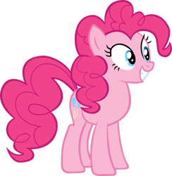 Size: 2421x2478 | Tagged: safe, artist:freak0uo, pinkie pie, earth pony, pony, g4, .svg available, blue eyes, female, full body, grin, high res, hooves, mare, pink mane, pink tail, simple background, smiling, solo, standing, tail, transparent background, vector