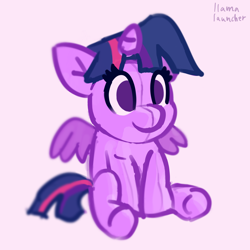 Size: 2150x2150 | Tagged: safe, artist:llamalauncher, twilight sparkle, alicorn, pony, g4, female, high res, pink background, plushie, simple background, solo, twilight sparkle (alicorn)