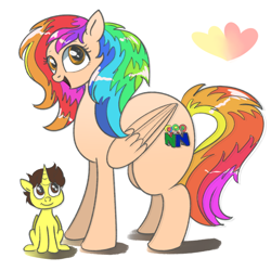 Size: 1000x1000 | Tagged: safe, artist:candyclumsy, oc, oc:candy clumsy, oc:rainbow candy, oc:rainbow tashie, oc:tommy the human, alicorn, earth pony, pegasus, pony, alicorn oc, child, colt, commissioner:bigonionbean, cutie mark, female, foal, fusion, horn, large butt, male, mare, nintendo, nintendo 64, reference sheet, simple background, white background, wings, writer:bigonionbean