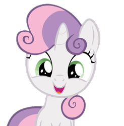 Size: 698x708 | Tagged: safe, artist:jan, edit, edited screencap, screencap, sweetie belle, pony, unicorn, ask the crusaders, g4, background removed, cute, diasweetes, female, filly, foal, looking at you, not a vector, open mouth, open smile, simple background, smiling, solo, transparent background