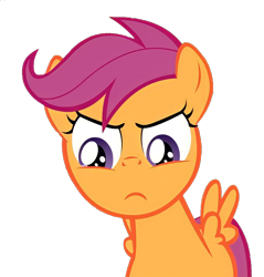 Size: 1146x1200 | Tagged: safe, artist:jan, edit, edited screencap, screencap, scootaloo, pegasus, pony, ask the crusaders, g4, background removed, female, filly, foal, not a vector, scootaloo is not amused, simple background, solo, transparent background, unamused