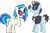 Size: 9181x6000 | Tagged: safe, artist:chainchomp2 edits, artist:floppychiptunes, edit, vector edit, dj pon-3, neon lights, rising star, vinyl scratch, pony, unicorn, g4, sweet and elite, .svg available, absurd resolution, background pony, clothes, duo, female, male, mare, necktie, ship:vinylights, shipping, shirt, simple background, smiling, stallion, straight, sunglasses, transparent background, vector