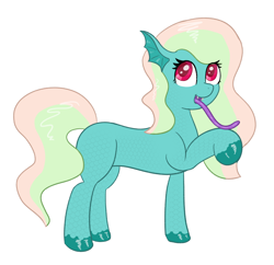 Size: 2152x2084 | Tagged: safe, artist:eyeburn, oc, oc only, oc:alana, kelpie, fangs, high res, long tongue, simple background, solo, tongue out, transparent background