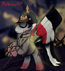 Size: 1110x1212 | Tagged: safe, artist:pawker, oc, oc:thevichox07, earth pony, pony, clothes, commission, german, german empire, germany, helmet, male, soldier pony, solo, standing, swamp cinema, uniform, war, world war i
