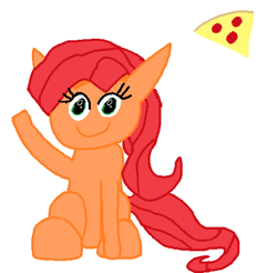 Size: 504x495 | Tagged: safe, artist:thegamerpainter, derpibooru exclusive, oc, oc only, oc:pizzaslice, earth pony, pony, simple background, sitting, solo, white background