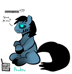 Size: 1326x1364 | Tagged: safe, artist:pawker, oc, oc only, oc:pawker, earth pony, pony, homeless, joke, points, simple background, solo, swamp cinema, transparent background