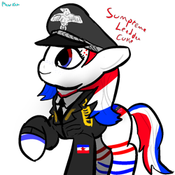 Size: 1000x1000 | Tagged: safe, artist:pawker, oc, oc only, oc:sumpreme leader coke, earth pony, pony, clothes, commission, female, simple background, solo, swamp cinema, transparent background, uniform, world war ii, yugoslavia
