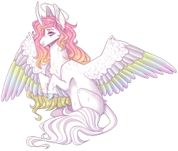 Size: 2825x2404 | Tagged: safe, artist:sleepy-nova, oc, oc:rose, alicorn, pony, cloven hooves, colored wings, female, high res, mare, multicolored wings, simple background, solo, transparent background, wings