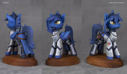 Size: 3456x2010 | Tagged: safe, artist:h1ppezz, oc, oc:atin nyamic, bat pony, pony, armor, figurine, high res, irl, photo, solo