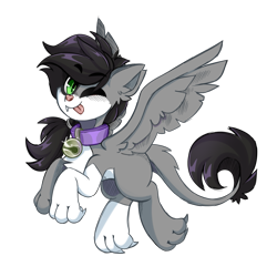 Size: 1731x1731 | Tagged: safe, artist:star-theft, oc, oc only, oc:inky, sphinx, bell, bell collar, collar, female, one eye closed, simple background, solo, tongue out, transparent background, wink