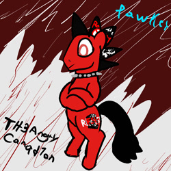 Size: 1000x1000 | Tagged: safe, artist:pawker, oc, oc:theangrycanad1an, earth pony, pony, commission, jewelry, male, necklace, red, red eyes, swamp cinema