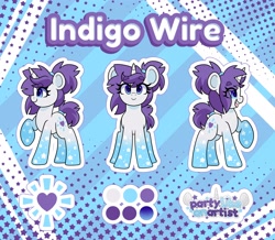 Size: 4000x3488 | Tagged: safe, artist:partypievt, oc, oc:indigo wire, pony, unicorn, eye clipping through hair, eyebrows, eyebrows visible through hair, female, gradient hooves, gradient legs, horn, looking at you, mare, open mouth, ponytail, raised hoof, solo, unicorn oc