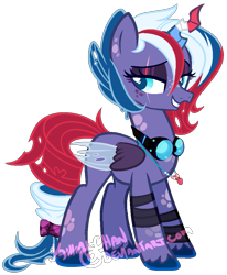 Size: 805x975 | Tagged: safe, artist:khimi-chan, oc, oc only, changeling, changeling queen, hybrid, pony, base used, bedroom eyes, changeling queen oc, eyelashes, goggles, makeup, simple background, smiling, solo, transparent background