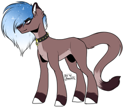 Size: 2263x1942 | Tagged: safe, artist:beamybutt, artist:meownimator, oc, oc only, earth pony, pony, base used, collar, colored hooves, earth pony oc, ethereal mane, male, simple background, smiling, solo, stallion, starry mane, transparent background