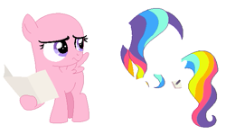 Size: 547x327 | Tagged: safe, artist:awoomarblesoda, rainbow harmony, pegasus, pony, g4, bald, base, eyelashes, female, filly, foal, frown, hoof hold, horn, mare, multicolored hair, rainbow hair, simple background, solo, white background, wings