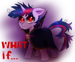 Size: 1197x996 | Tagged: safe, artist:p+e-n, twilight sparkle, alicorn, pony, g4, cape, clothes, doctor strange, looking at you, marvel, marvel cinematic universe, messy mane, messy tail, solo, strange supreme, tail, twilight sparkle (alicorn), what if