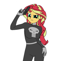 Size: 768x768 | Tagged: safe, artist:thatradhedgehog, sunset shimmer, equestria girls, g4, punisher, simple background, solo, transparent background