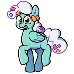 Size: 1200x1200 | Tagged: safe, artist:kukie, oc, oc only, oc:cotton confetti, pegasus, pony, 2022 community collab, derpibooru community collaboration, blue coat, cloud mane, cute, daaaaaaaaaaaw, folded wings, full body, happy, looking at you, orange eyes, pegasus oc, raised hoof, raised leg, simple background, solo, standing on two hooves, tongue out, transparent background, white mane, wings