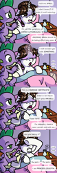 Size: 1600x4800 | Tagged: safe, artist:pony4koma, raven, spike, dragon, pony, unicorn, g4, acting, addiction, angry, bedroom, caffeine, certificate, coffee, comic, covering eyes, covering face, cute, envelope, family, female, hair bun, holding hands, holding hooves, implied princess celestia, magic, makeup, male, mare, marriage proposal, older, older spike, pain, pillow, potion, pretend, pretending, ravenbetes, secretary, ship:ravenspike, shipping, sick, spikabetes, spikelove, straight, winged spike, wings, withdrawal, worried