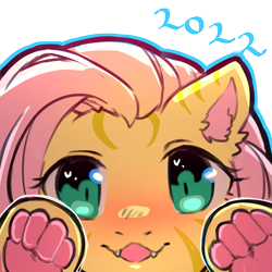 Size: 1159x1159 | Tagged: safe, artist:cold-blooded-twilight, fluttershy, big cat, hybrid, pegasus, pony, tiger, tiger pony, g4, 2022, blushing, cute, cute little fangs, fangs, female, fluttercat, looking at you, open mouth, open smile, paw pads, paws, simple background, smiling, solo, species swap, stripes, transparent background, underhoof, underpaw, year of the tiger