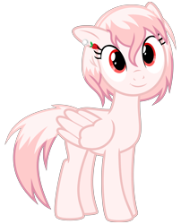 Size: 6612x8192 | Tagged: safe, artist:thatguy1945, derpibooru exclusive, oc, oc only, oc:strawberry jewel, pegasus, pony, 2022 community collab, derpibooru community collaboration, absurd resolution, female, full body, mare, pegasus oc, red eyes, show accurate, simple background, smiling, solo, standing, tail, transparent background, two toned mane, two toned tail