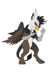 Size: 935x1323 | Tagged: safe, artist:calena, derpibooru exclusive, oc, oc only, oc:melizzano, griffon, 2022 community collab, derpibooru community collaboration, claws, ear fluff, feather, fluffy, griffon oc, looking at you, nails, simple background, solo, tail, transparent background, wings