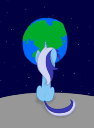 Size: 2150x2900 | Tagged: safe, artist:kanw, minuette, pony, unicorn, g4, cute, earth, high res, moon, sitting, solo, space