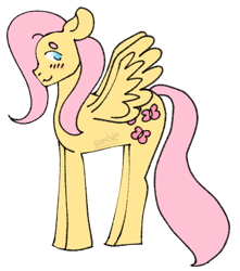 Size: 375x425 | Tagged: safe, artist:samble, fluttershy, g4, floppy ears, lowres, simple background, transparent background, watermark