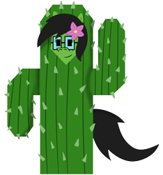 Size: 1500x1600 | Tagged: safe, artist:b-cacto, oc, oc:prickly pears, 2022 community collab, derpibooru community collaboration, cactus, clothes, costume, flower, flower in hair, glasses, looking at you, mole, rule 63, simple background, solo, transparent background