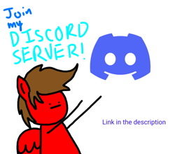 Size: 537x472 | Tagged: safe, artist:professorventurer, oc, oc only, oc:professor venturer, pegasus, pony, :|, advertisement, discord (program), discord logo, ibispaint x, male, solo, stallion, stick figure, stylistic suck