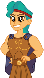 Size: 1024x1791 | Tagged: safe, artist:emeraldblast63, hitch trailblazer, equestria girls, g4, g5, my little pony: a new generation, clothes, clothes swap, cosplay, costume, disney, equestria girls-ified, g5 to equestria girls, g5 to g4, generation leap, greek mythology, hercules, simple background, solo, transparent background