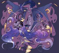 Size: 1119x1000 | Tagged: safe, artist:southpauz, princess luna, alicorn, bat pony, bat pony alicorn, pony, g4, bat wings, horn, redesign, simple background, solo, wings