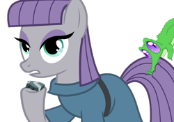 Size: 1026x720 | Tagged: safe, edit, edited screencap, screencap, gummy, maud pie, alligator, earth pony, pony, g4, maud pie (episode), season 4, background removed, not a vector, rock, simple background, transparent background