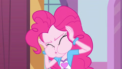 Size: 3410x1920 | Tagged: safe, screencap, pinkie pie, equestria girls, g4, my little pony equestria girls, eyes closed, female, high res, open mouth, solo