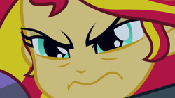 Size: 3410x1920 | Tagged: safe, screencap, sunset shimmer, human, equestria girls, g4, my little pony equestria girls, close-up, clothes, female, hammer, high res, jacket, leather, leather jacket, night, solo, wavy mouth