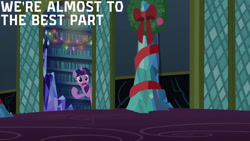 Size: 1280x720 | Tagged: safe, edit, edited screencap, editor:quoterific, screencap, twilight sparkle, alicorn, pony, a hearth's warming tail, g4, season 6, female, library, mare, open mouth, solo, twilight sparkle (alicorn), twilight's castle, twilight's castle library