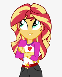 Size: 820x1024 | Tagged: safe, sunset shimmer, equestria girls, g4, my little pony equestria girls: legend of everfree, clothes, shorts, smiling, solo, wielka orkiestra świątecznej pomocy, wośp