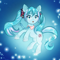 Size: 900x900 | Tagged: safe, artist:namieart, kotobukiya, earth pony, pony, :o, anime, hatsune miku, headphones, kotobukiya hatsune miku pony, necktie, open mouth, ponified, solo, vocaloid