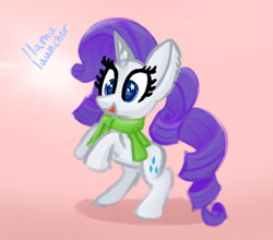 Size: 2500x2200 | Tagged: safe, artist:llamalauncher, rarity, pony, unicorn, g4, clothes, female, high res, rearing, scarf, solo