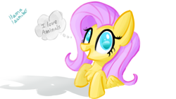 Size: 3840x2160 | Tagged: safe, artist:llamalauncher, fluttershy, pegasus, pony, g4, female, high res, simple background, solo, thought bubble, white background
