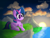 Size: 2048x1536 | Tagged: safe, artist:llamalauncher, twilight sparkle, alicorn, pony, g4, female, folded wings, mountain, river, scenery, solo, sunrise, twilight sparkle (alicorn), water, wings