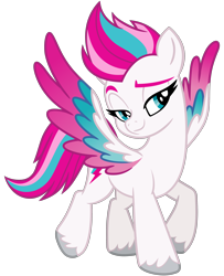Size: 2600x3200 | Tagged: safe, artist:cheezedoodle96, zipp storm, pegasus, pony, g4, g5, my little pony: a new generation, .svg available, colored wings, female, full body, g5 to g4, high res, hooves, looking at you, mare, multicolored mane, multicolored tail, raised eyebrow, simple background, smiling, solo, spread wings, svg, tail, transparent background, unshorn fetlocks, vector, vector trace, white coat, wings