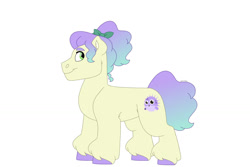 Size: 1280x854 | Tagged: safe, artist:itstechtock, cream puff, earth pony, pony, g4, creambetes, cute, female, filly, foal, older cream puff, simple background, solo, white background