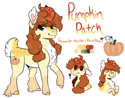 Size: 2607x2049 | Tagged: safe, artist:moccabliss, oc, oc:pumpkin patch, hybrid, female, high res, interspecies offspring, magical lesbian spawn, offspring, parent:applejack, parent:autumn blaze, parents:autumnjack, simple background, solo, white background