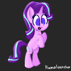Size: 2160x2160 | Tagged: safe, artist:llamalauncher, starlight glimmer, pony, unicorn, g4, :p, bipedal, black background, cute, female, glimmerbetes, high res, rearing, simple background, tongue out