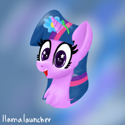 Size: 1000x1000 | Tagged: safe, artist:llamalauncher, twilight sparkle, pony, g4, bust, female, flower, flower in hair, solo, starry eyes, wingding eyes