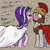 Size: 3000x3000 | Tagged: safe, artist:t72b, starlight glimmer, earth pony, pony, unicorn, g4, armor, biggus dickus, blushing, cape, clothes, female, guardsmare, helmet, high res, historical roleplay starlight, laurel wreath, mare, monty python, monty python's life of brian, pun, roman, royal guard, scene interpretation, scrunchy face, simple background, stifling laughter, toga