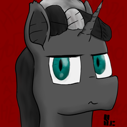 Size: 1890x1890 | Tagged: safe, artist:chgnk3r, oc, oc:tungsten shell, pony, unicorn, horn, male, unicorn oc