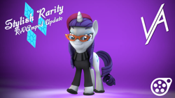 Size: 1920x1080 | Tagged: safe, artist:donglysfm, rarity, pony, unicorn, g4, 3d, alternate hairstyle, beatnik rarity, beret, clothes, glasses, glasses rarity, hat, poster, revamped ponies, shoes, source filmmaker, source filmmaker resource, sweater